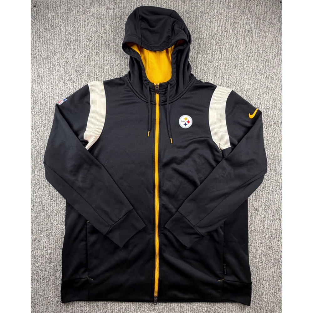 Nike Pittsburgh Steelers Hoodie Men XL Black Full Zip On-Field Therma-FIT NFL